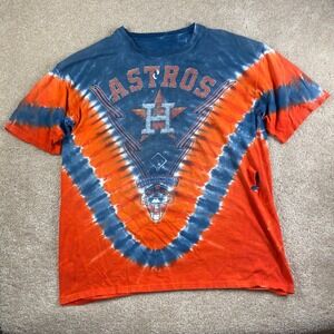 Liquid Blue Houston Astros Tie Dye T Shirt Mens XL Orange Navy Distressed MLB